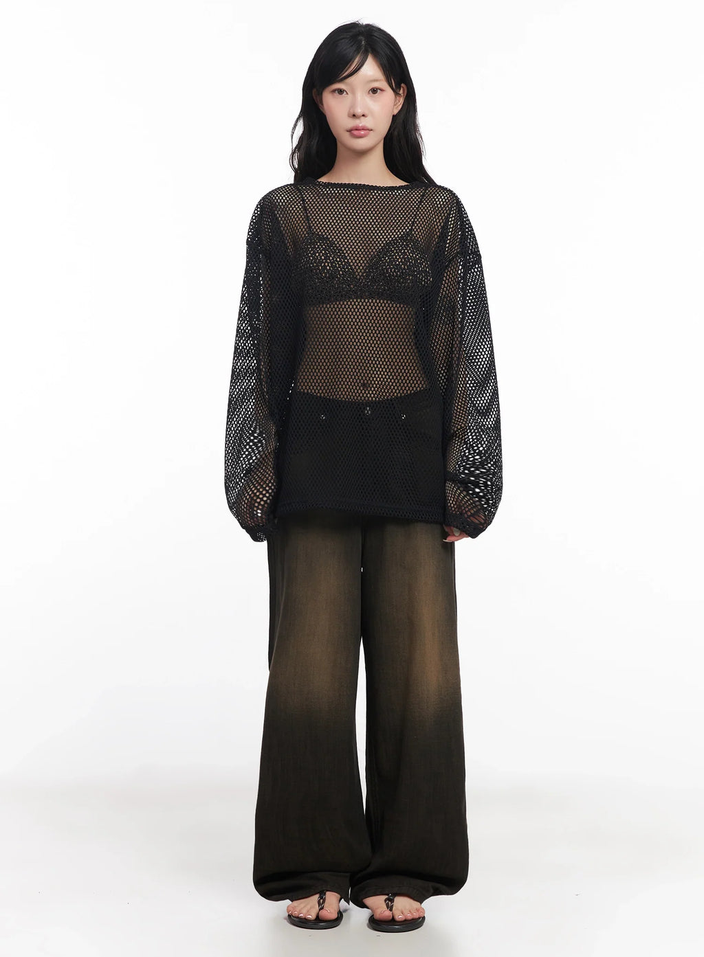 Moka Summer-Wash Wide-Leg Denim Pants IC503