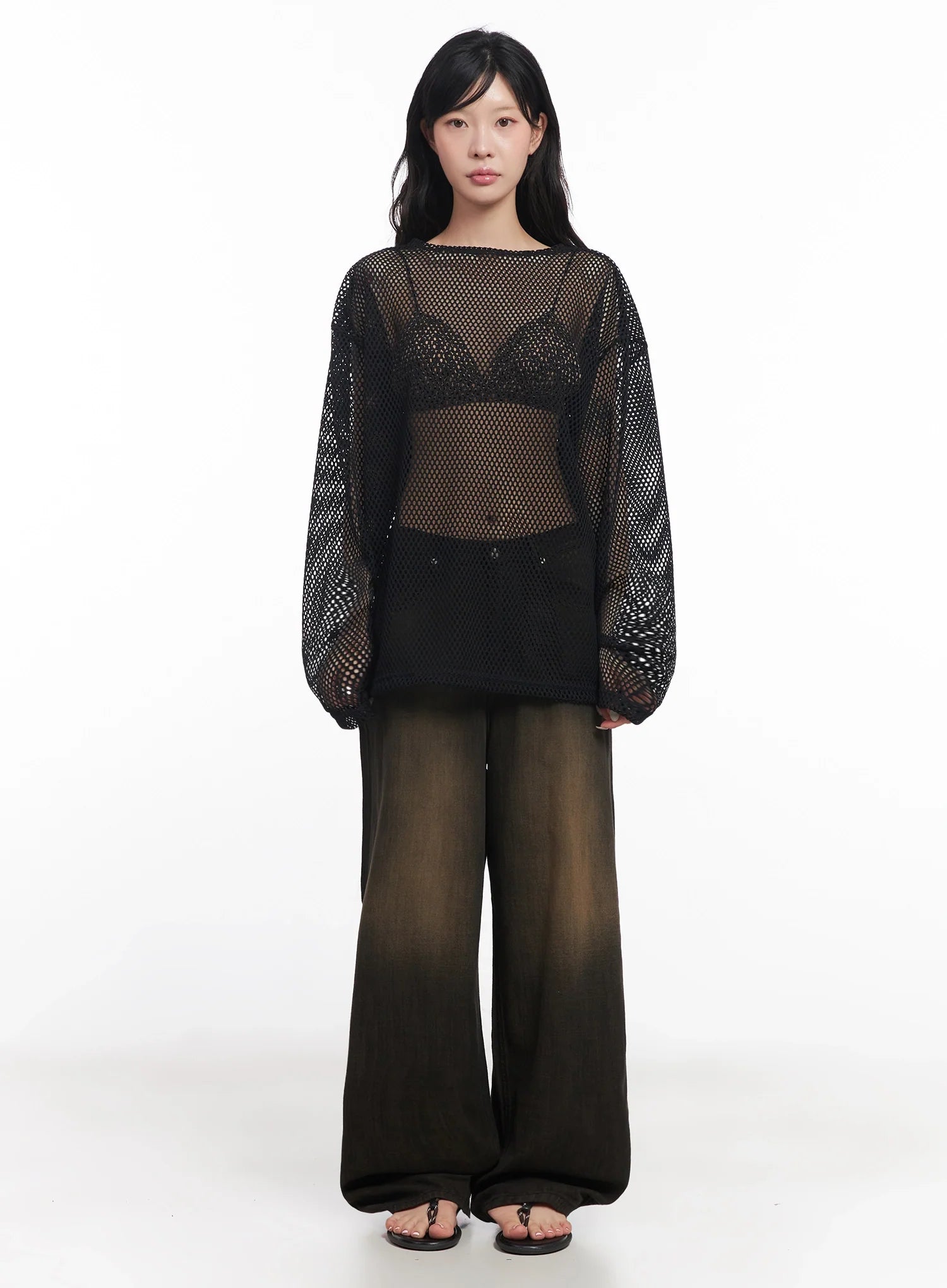 Moka Summer-Wash Wide-Leg Denim Pants IC503