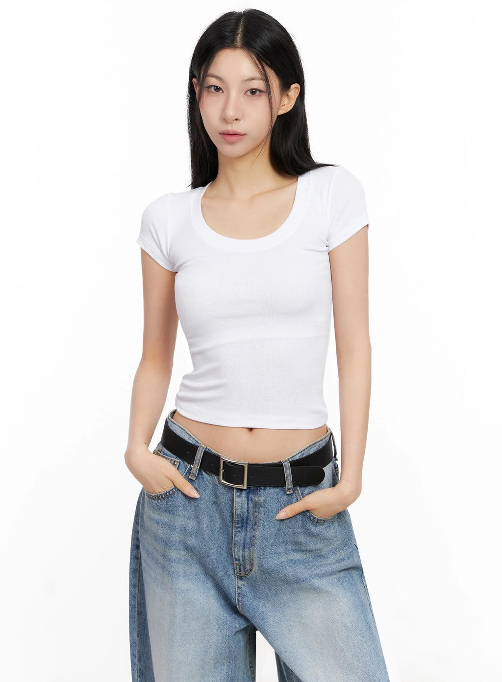 Basic Ribbed Cropped Tee IG508
