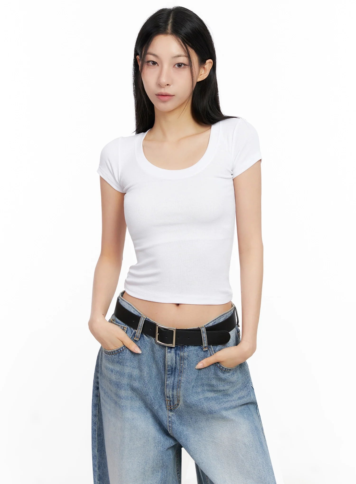 Basic Ribbed Cropped Tee IG508