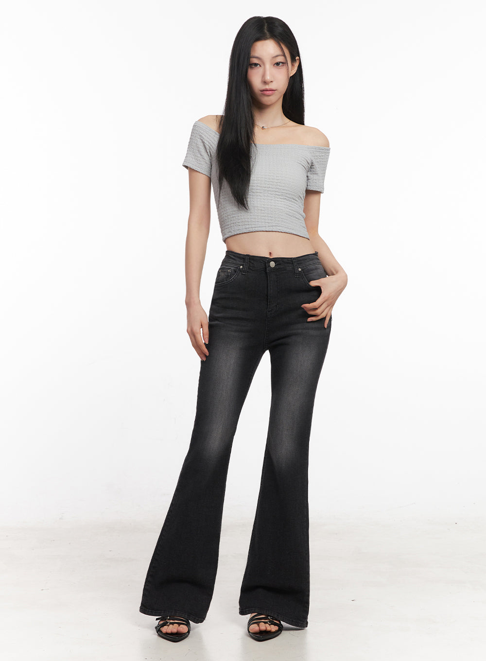 Off-Shoulder Boat-Neck Crop Top IY516