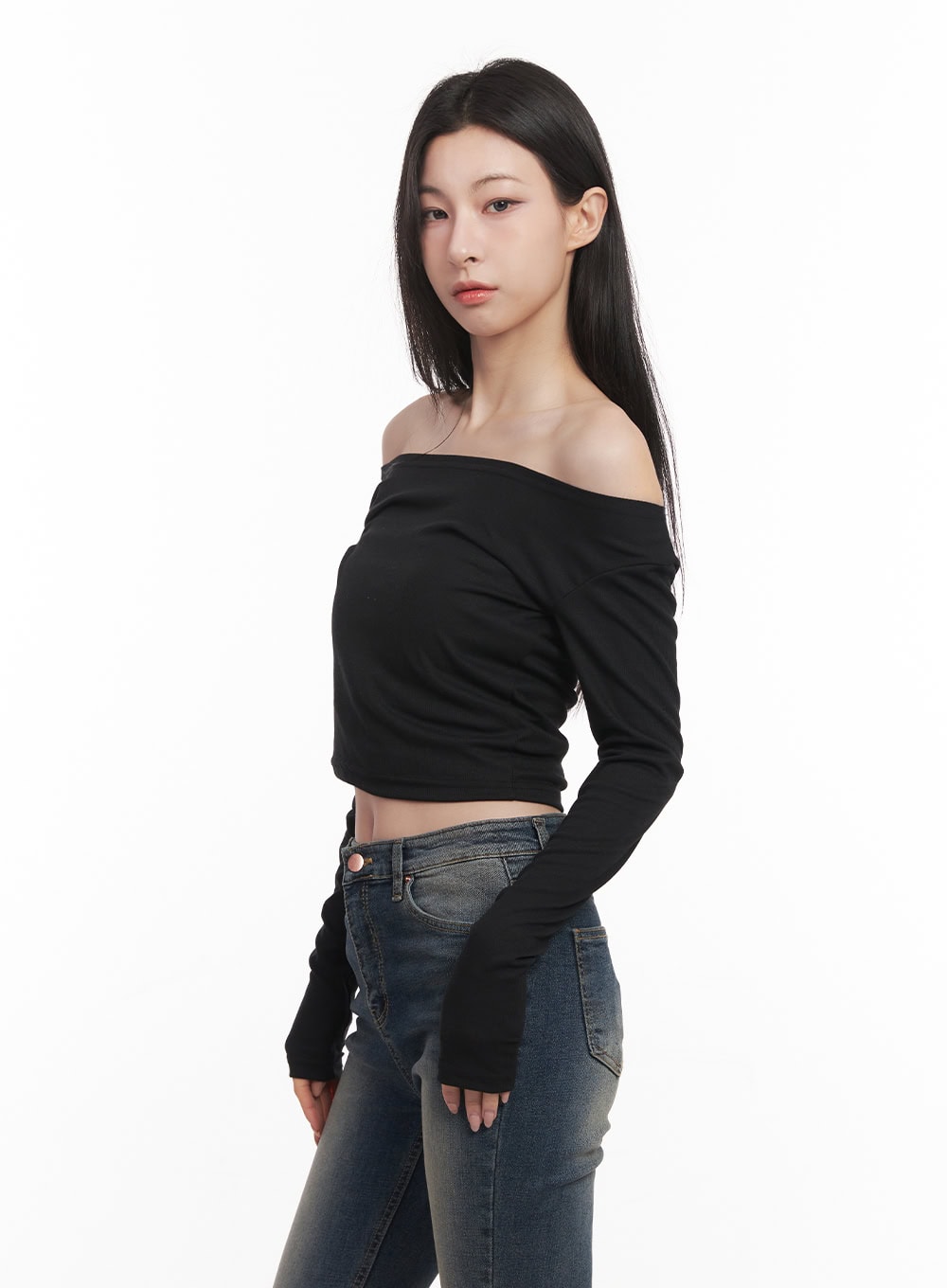 Semi-Sheer Off-Shoulder Top CM517