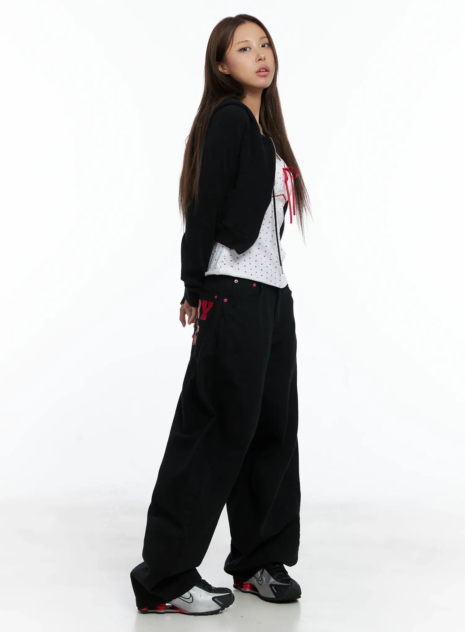 Cherry Back-Print Wide-Leg Cotton Pants CS505