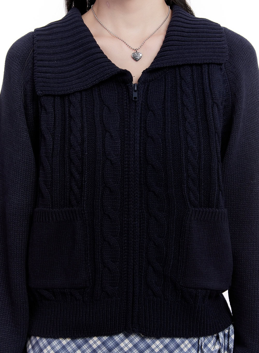 Cable Knit Zip-Up Cardigan CM526