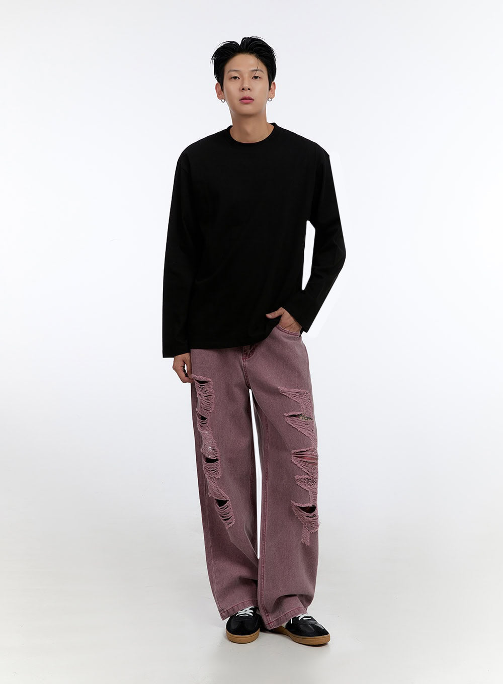 Men's Soft Round Neck Long Sleeve T-Shirt IO428