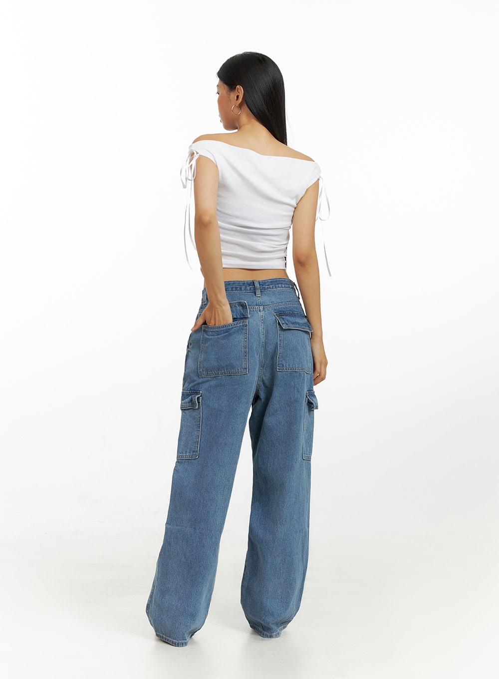 Ribbon Chic Off Shoulder Crop Top IU412