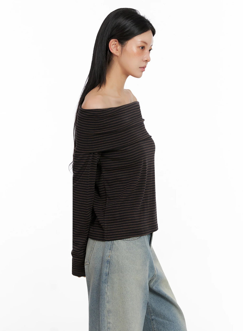 Striped Off Shoulder Top IS508