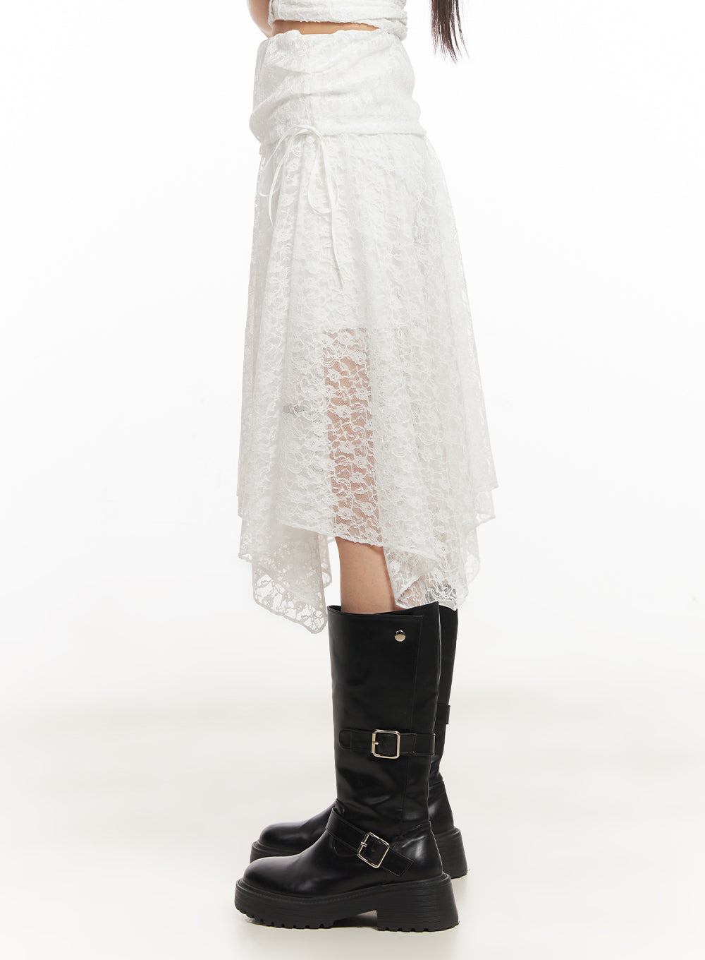 Lace Flare Handkerchief Midi Skirt IY502