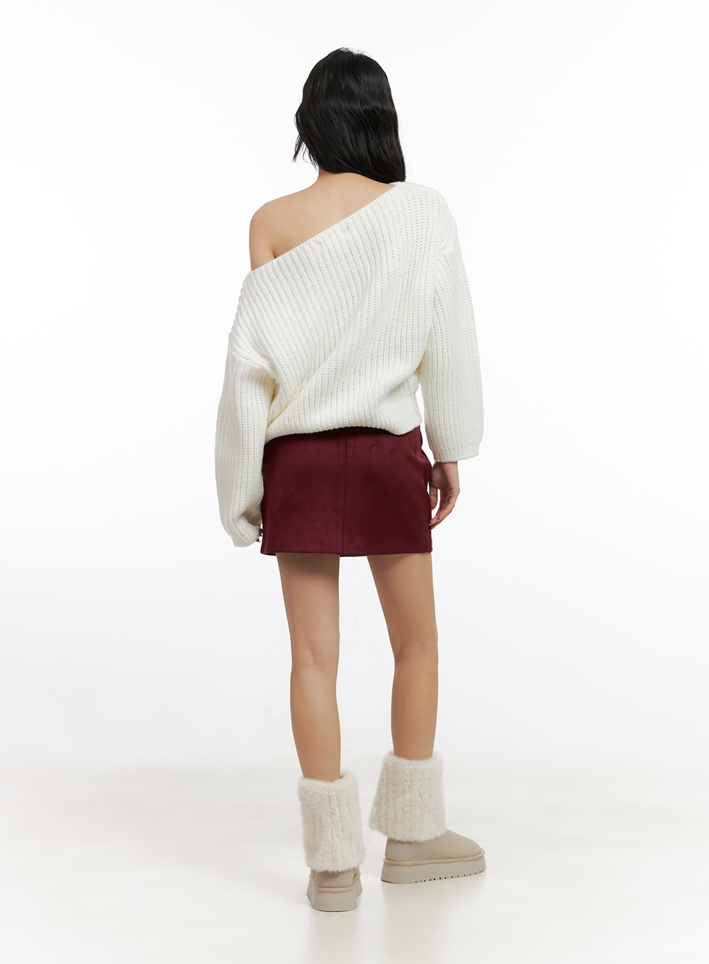 Buckle Detail Suede Mini Skirt CN413