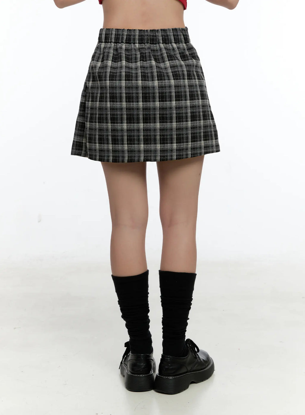 Plaid Pleated A-Line Skirt CS518