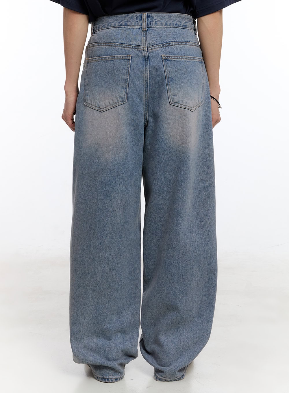 Men's Purple Washed Wide-Leg Jeans IY530