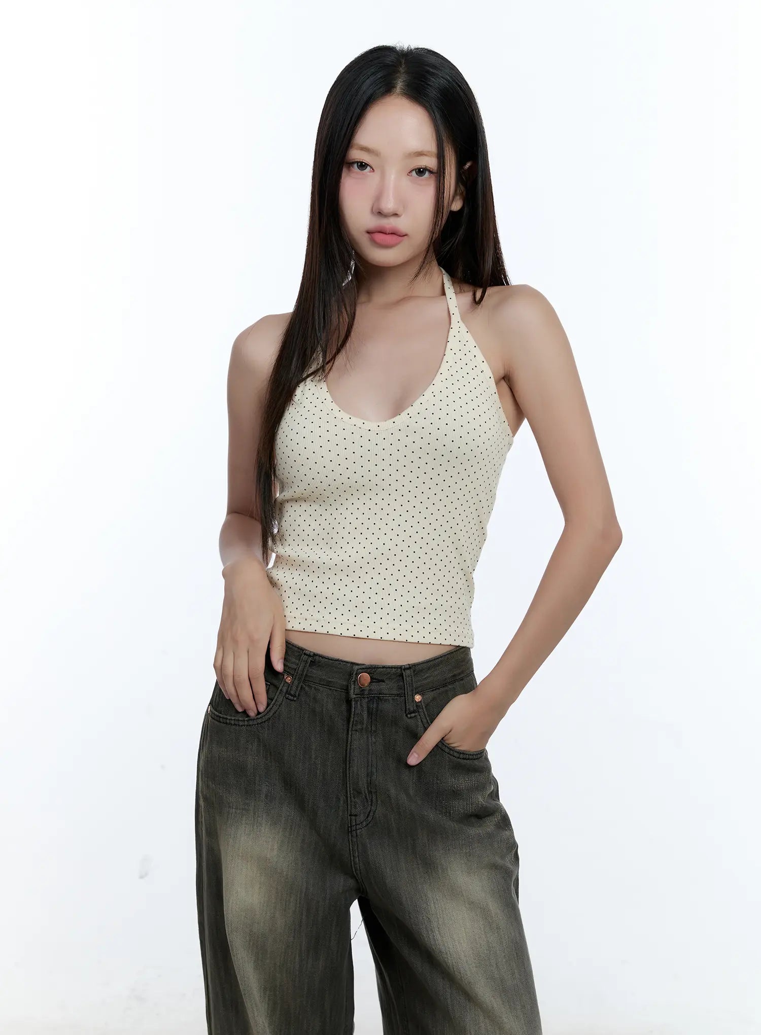 Polka Dot Halter Neck Cami Top CU527