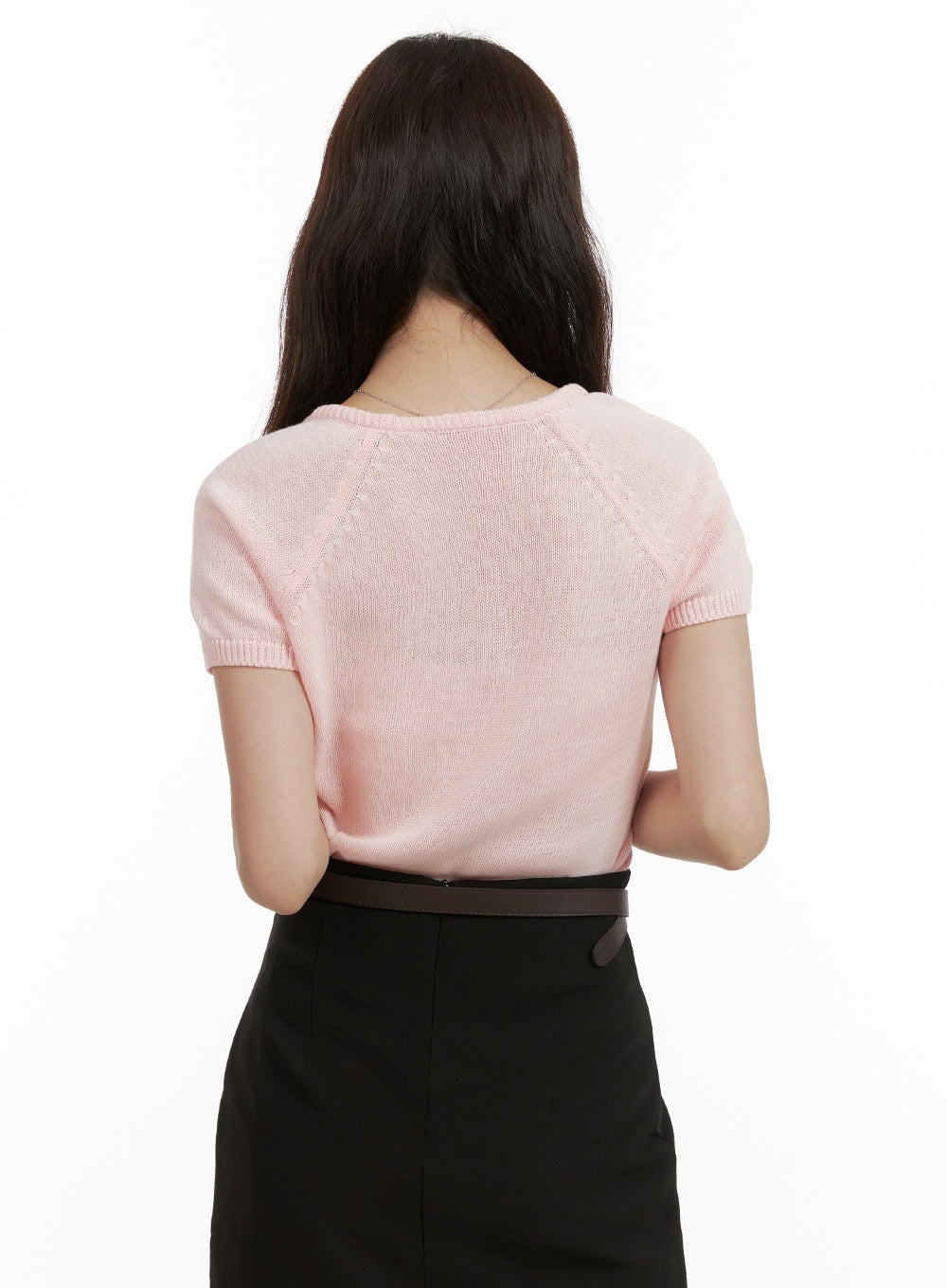 Round Neck Short Sleeve Knit Top OU411