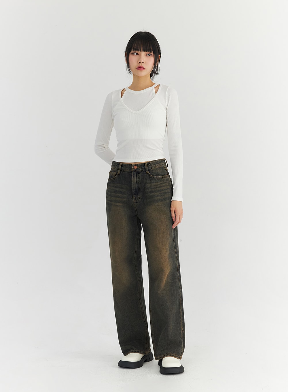 Halter Neck Layered Crop Tee CN301