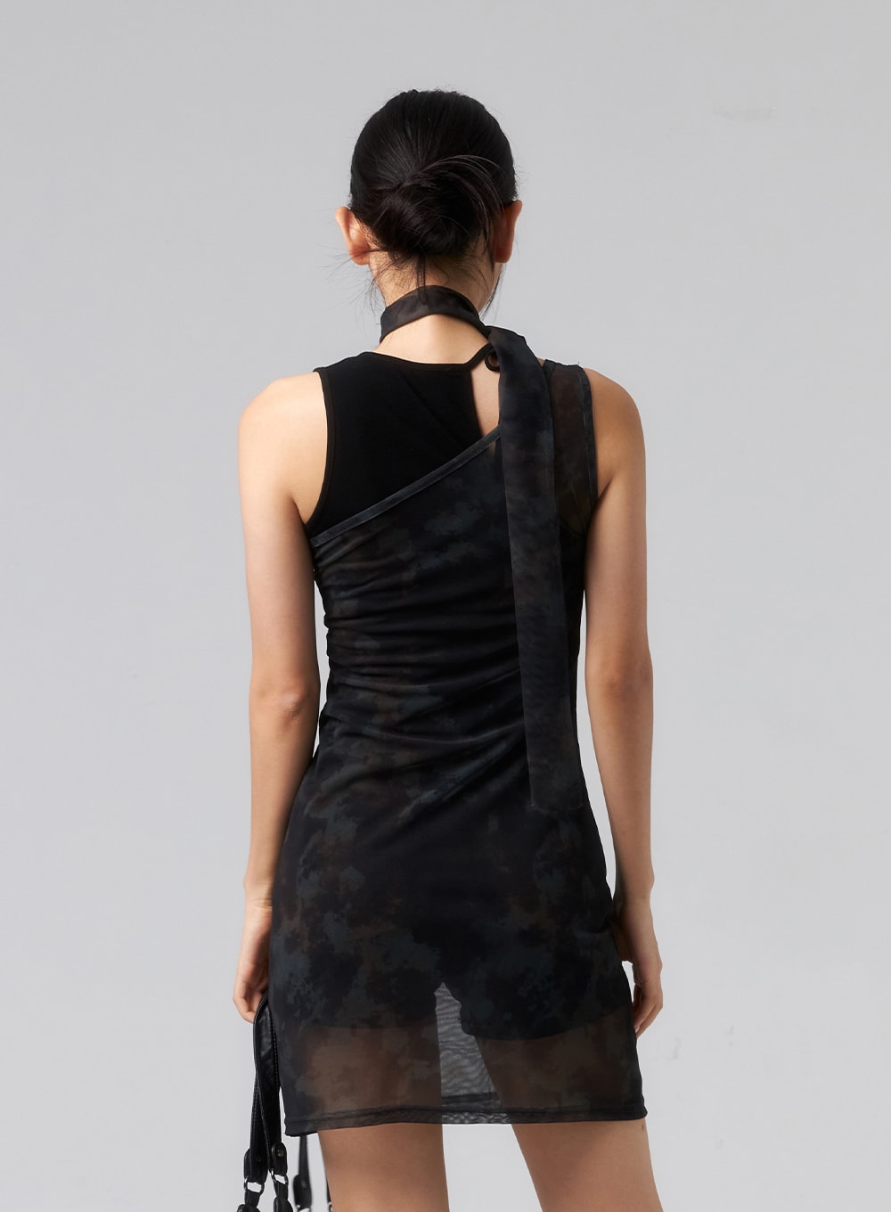 Mesh Mini Dress With Scarf CL319