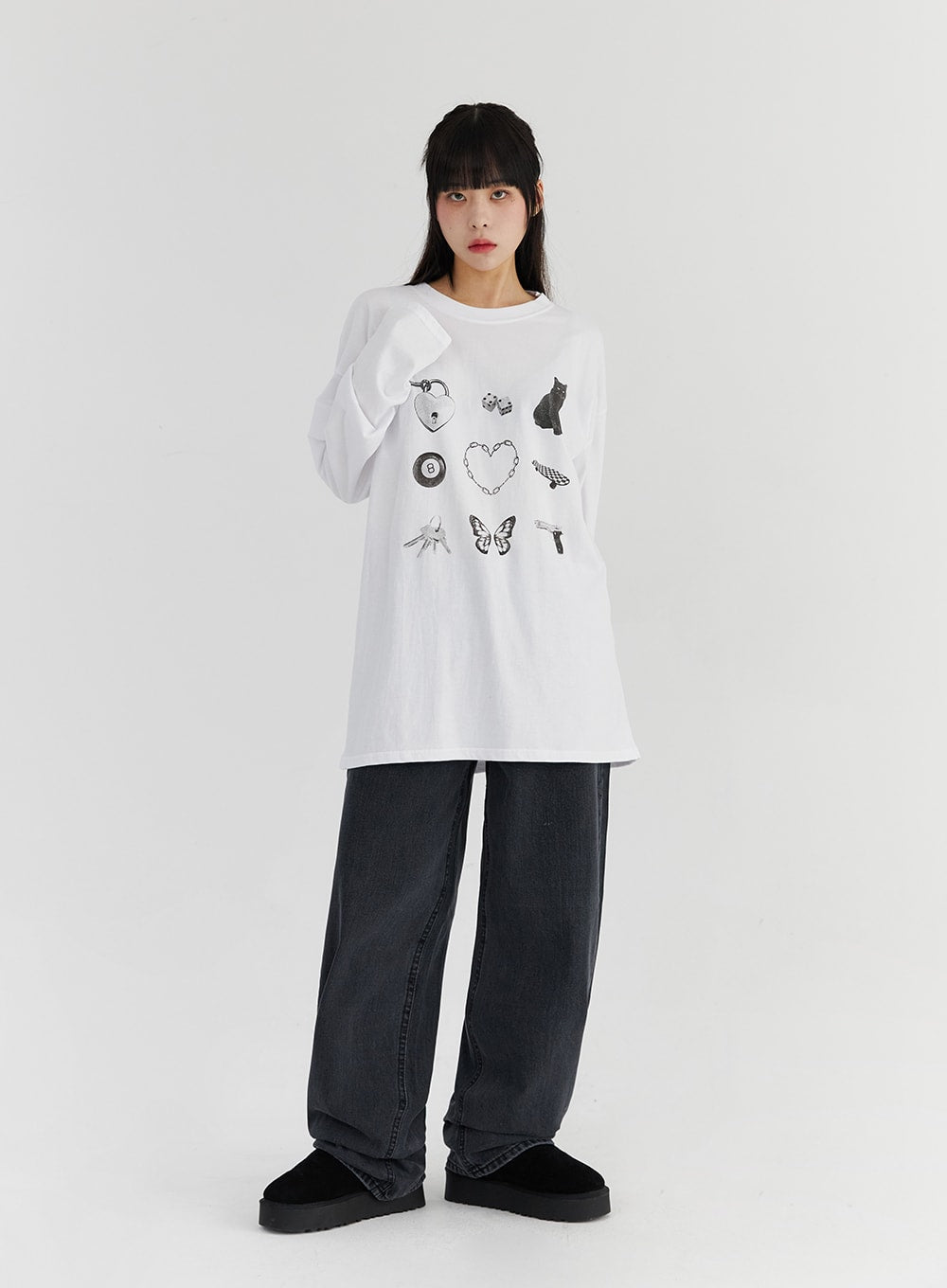 Loose Fit Cute Print Tee CS327