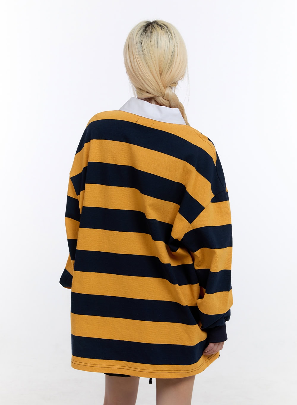 Oversized Button Collared Stripe Shirt CO422