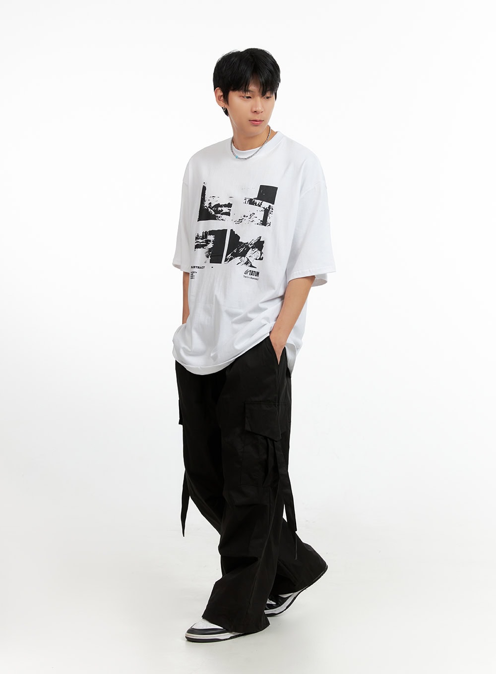 Men's Cargo Chic Cotton Wide-Leg Pants (Black) IG402