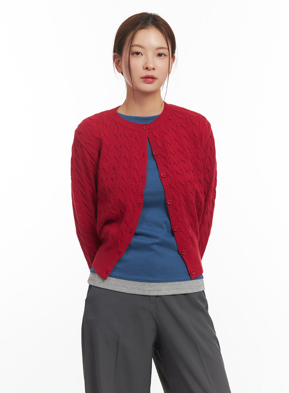 Cable-Knit Buttoned Cardigan IM524