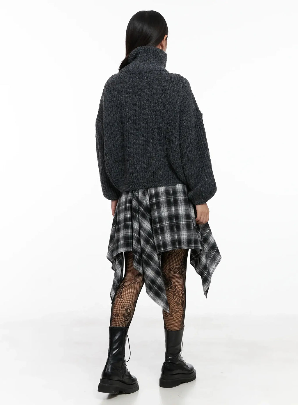 Asymmetrical Checkered Layered SkirtIG527