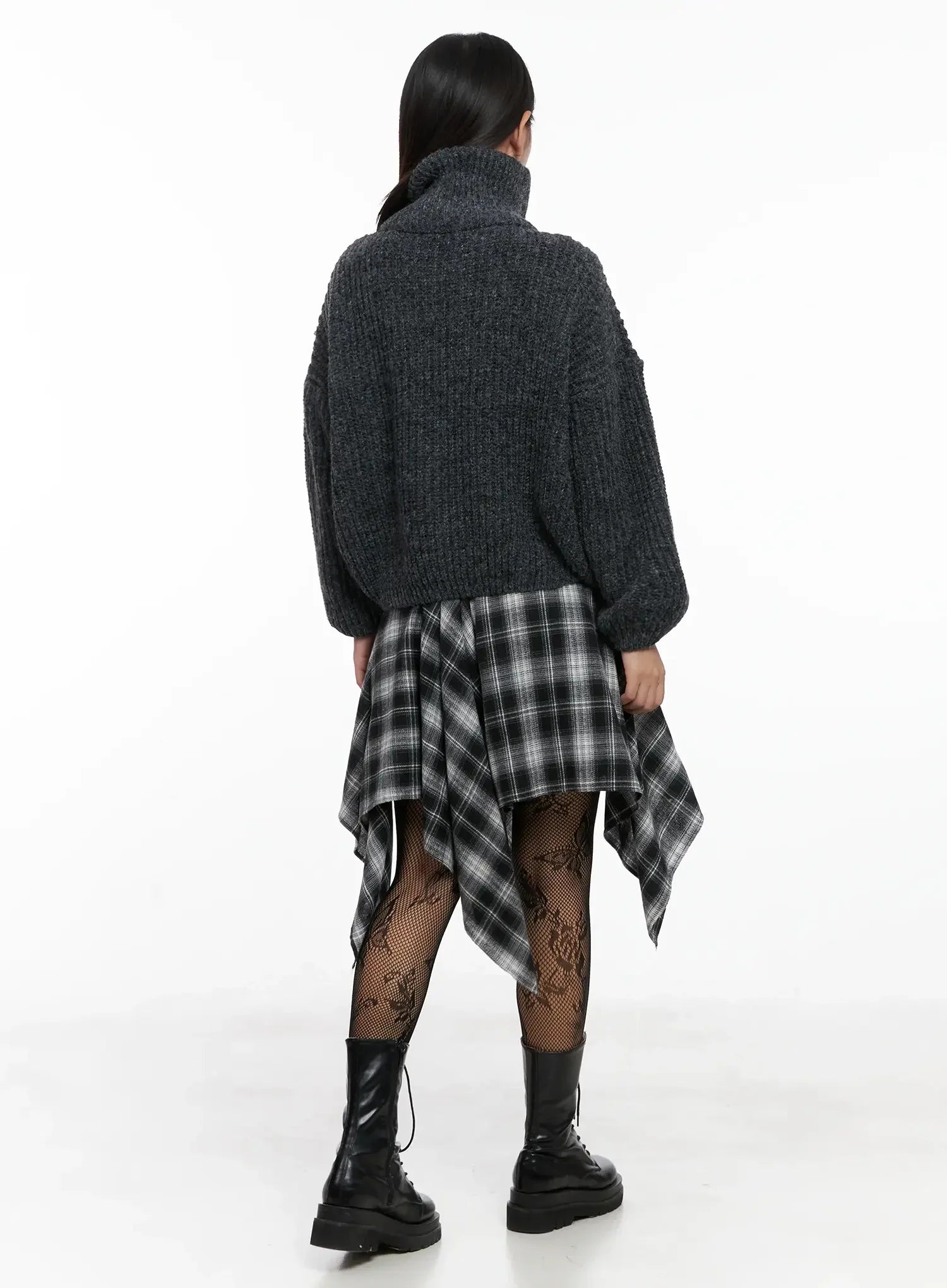 Asymmetrical Checkered Layered SkirtIG527