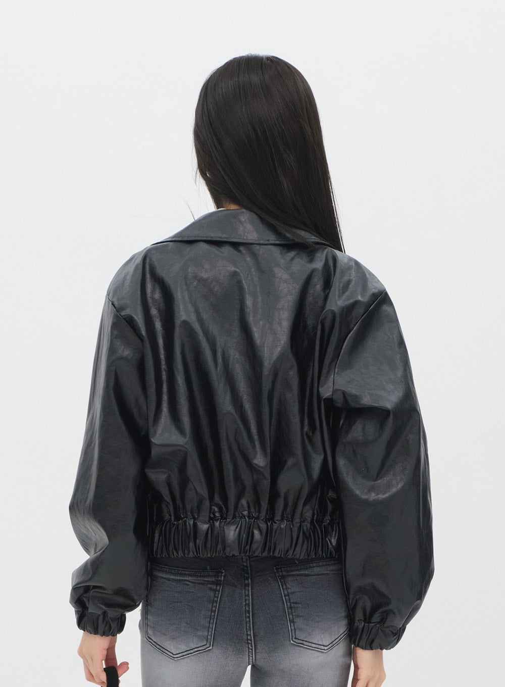 Faux Leather Crop Jacket J19