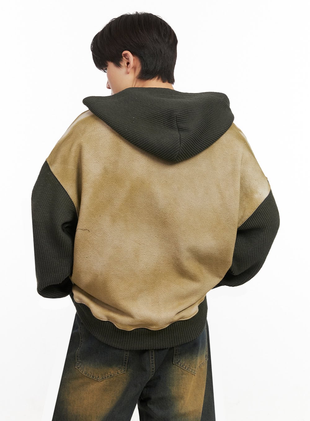 Men's Two-Tone Fleece-Lined Zip-Up Hoodie IJ517