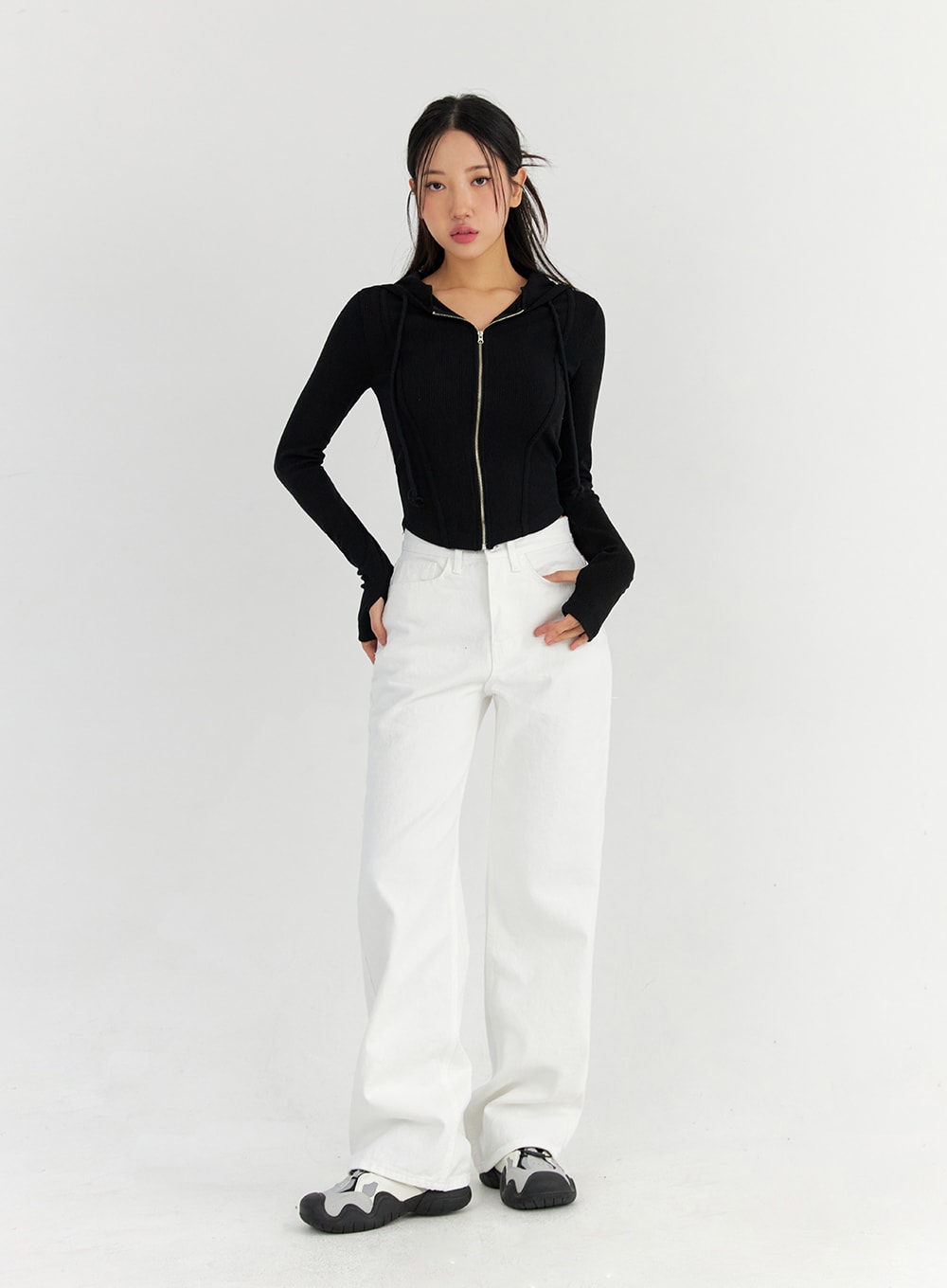 Round Hem Hooded Zip-Up CO327