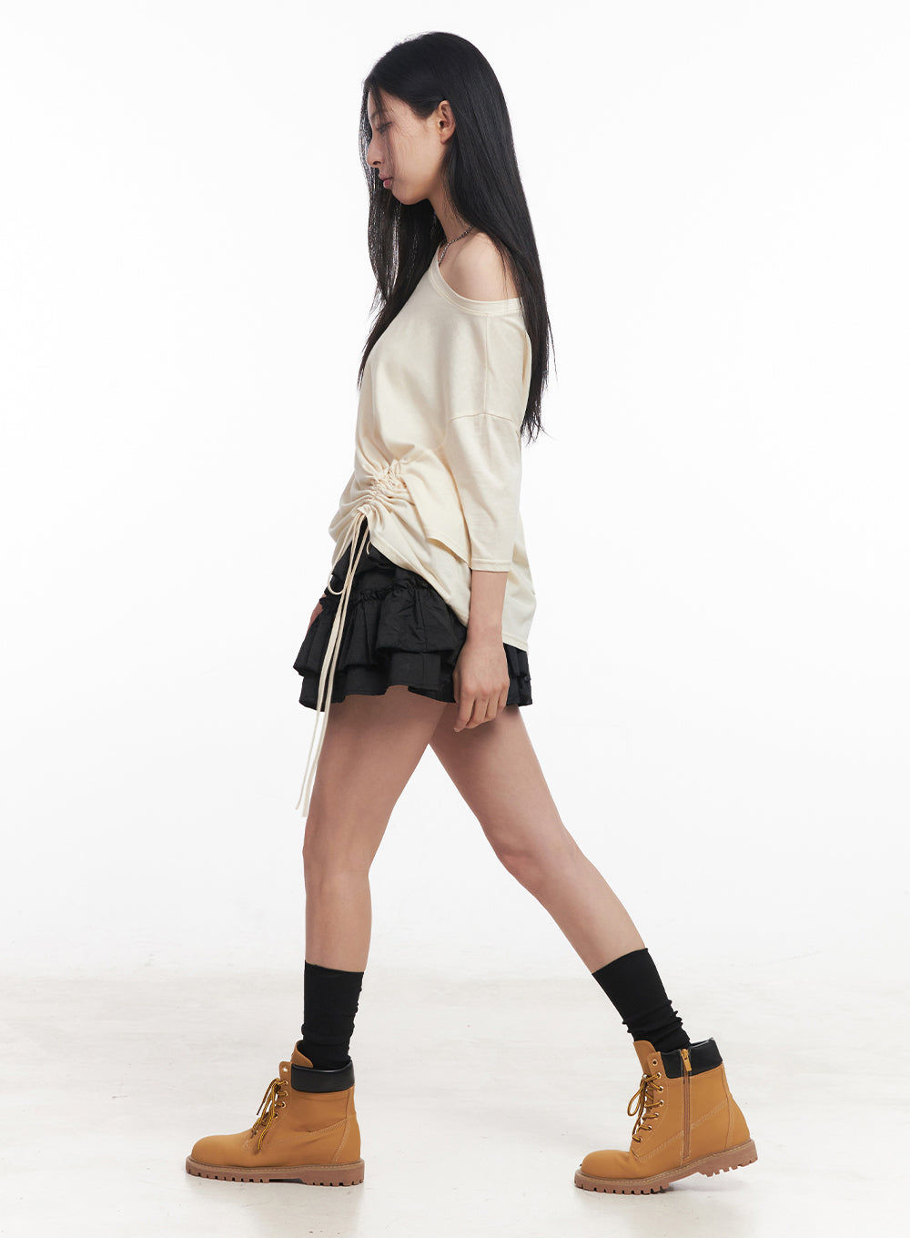 Shirred One-Shoulder Top IY516