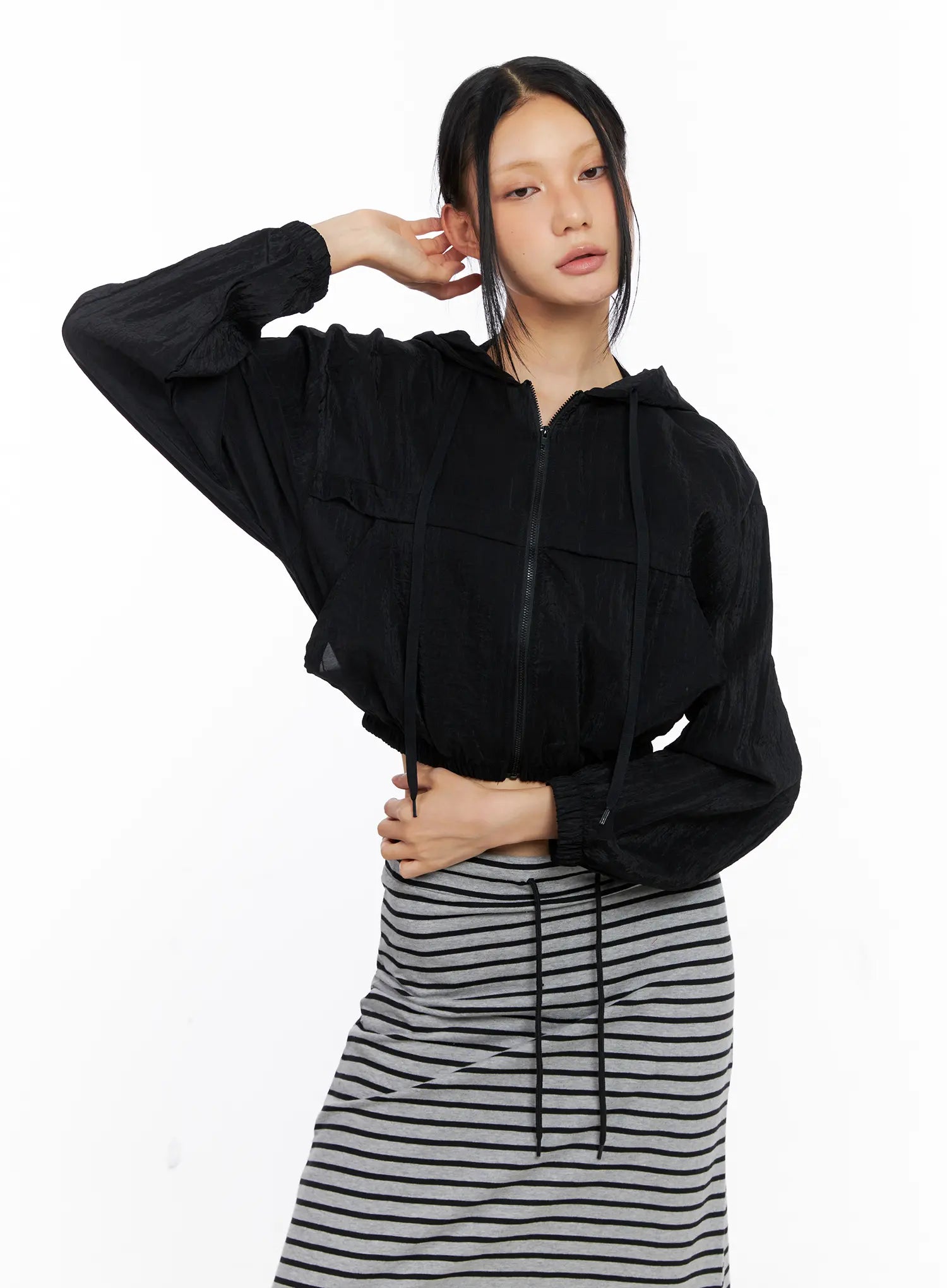 Cropped Zip-Up Windbreaker CL530