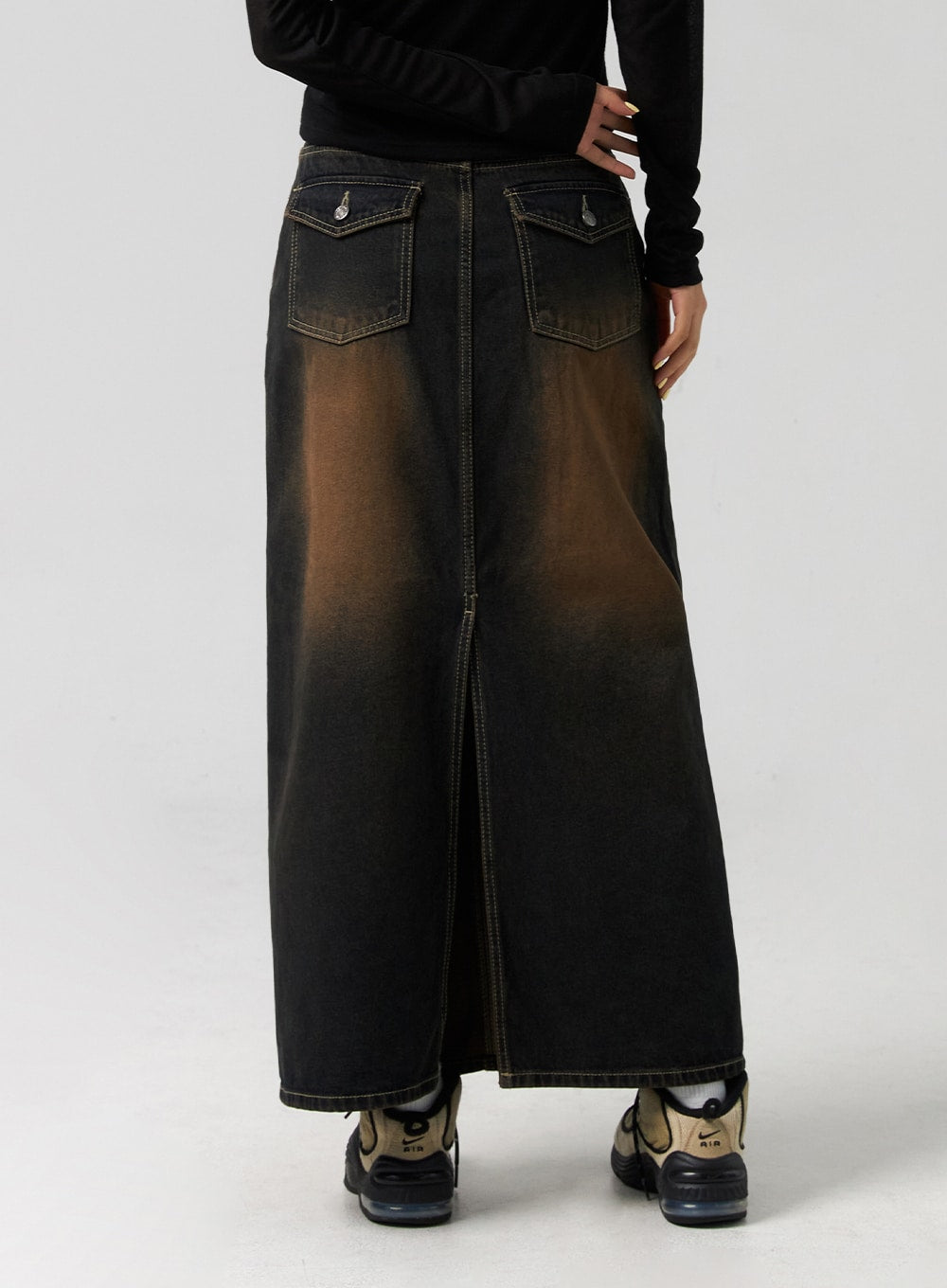 Dark-Washed Denim Maxi Skirt CG327