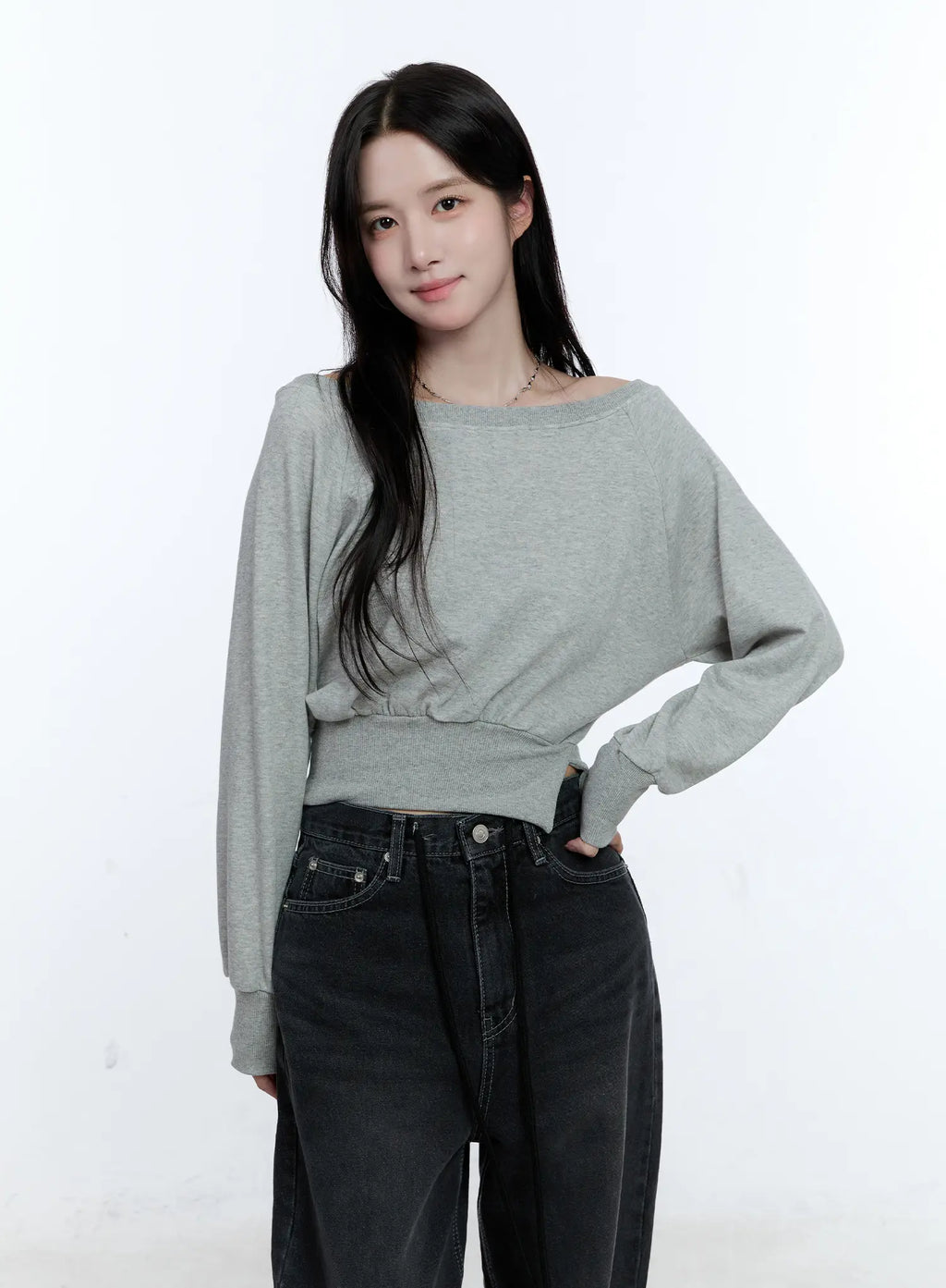 Asymmetric Off-Shoulder Sweatshirt Top CG512