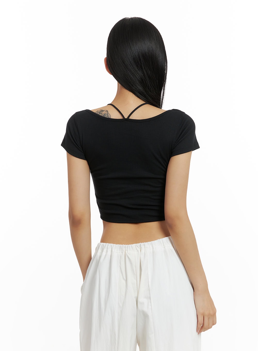 X Strap Solid Crop Tee CA424
