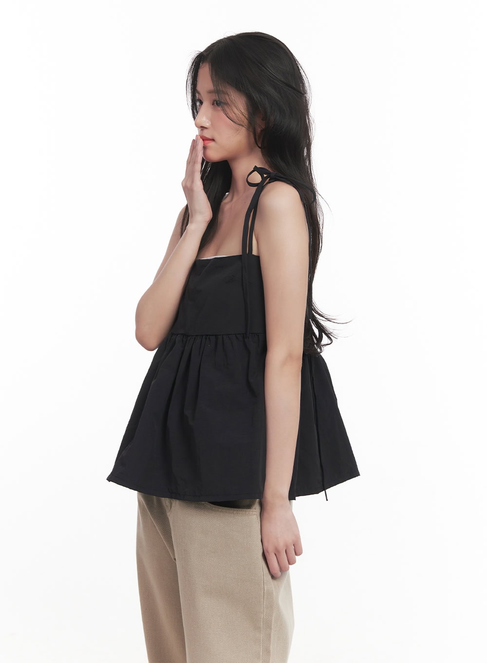 Flare Square-Neck Ribbon Cami Top CA511