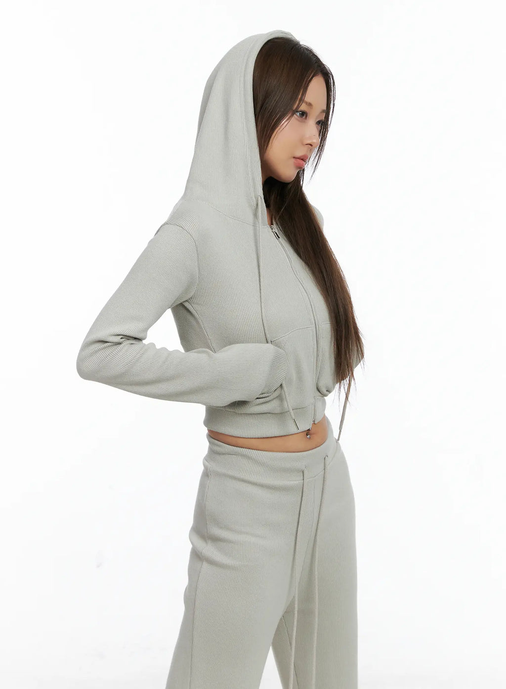Casual Ribbed Crop Hoodie CS504