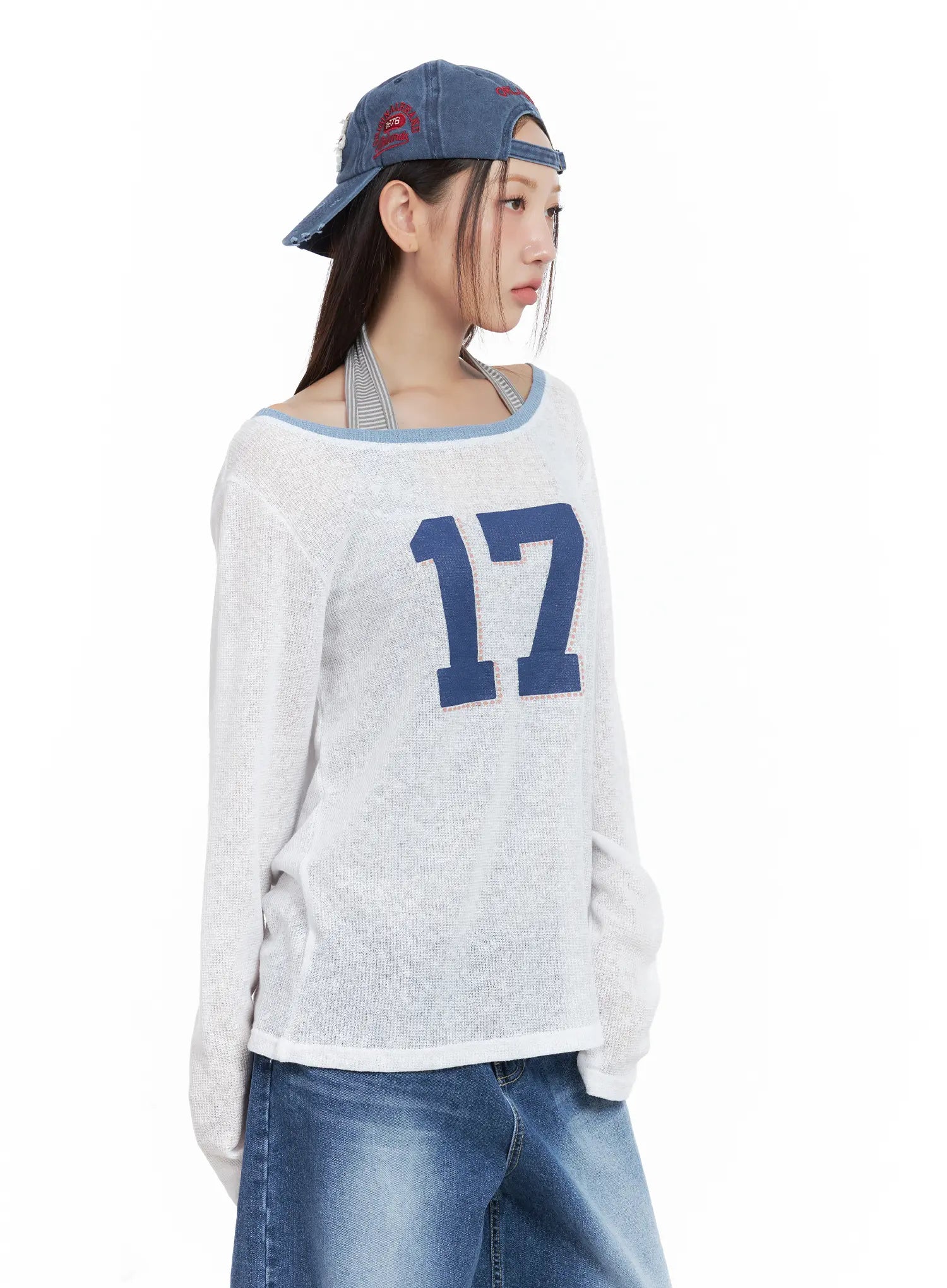 Graphic Linen Loose-Fit Long-Sleeve Tee CL509