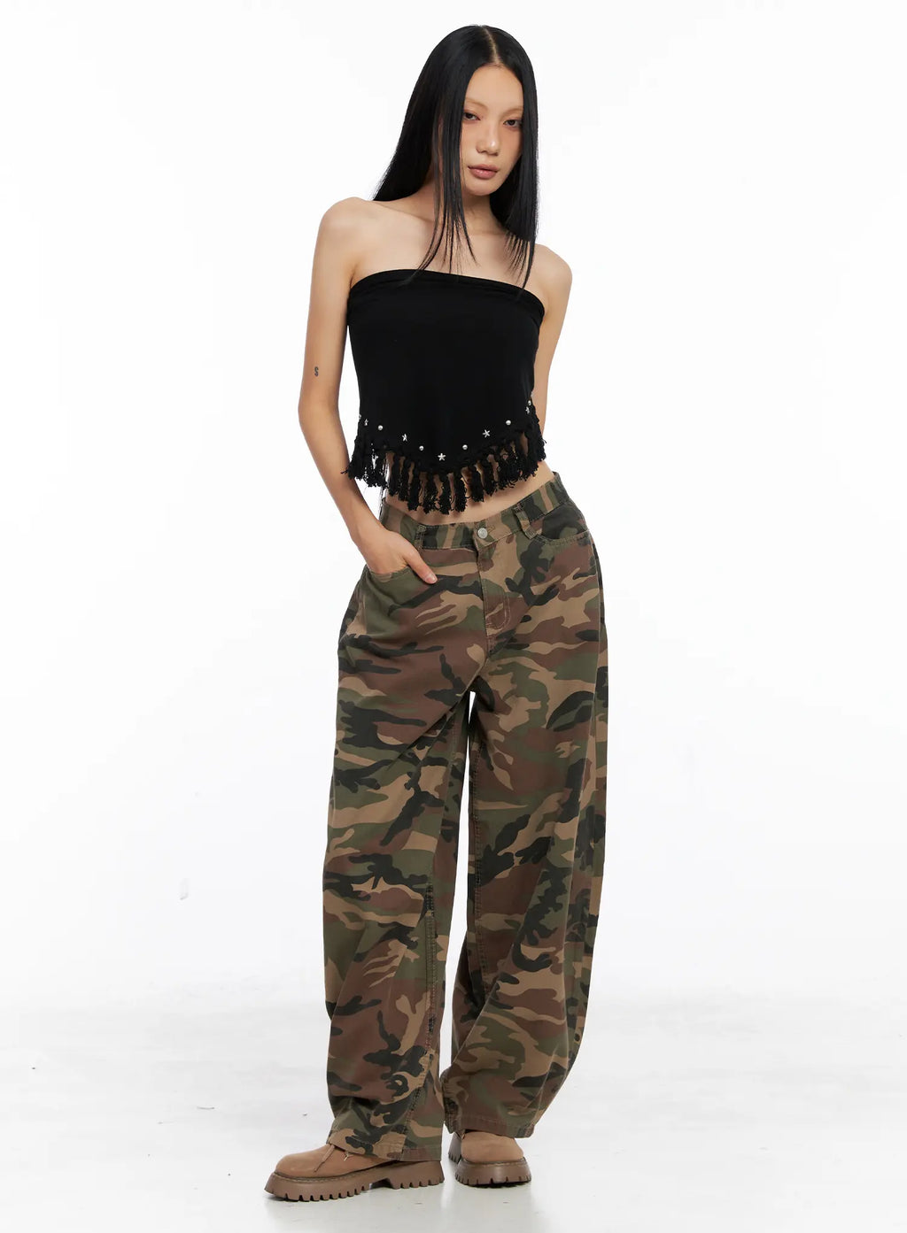 Western Fringe Scarf Strapless Top CS511