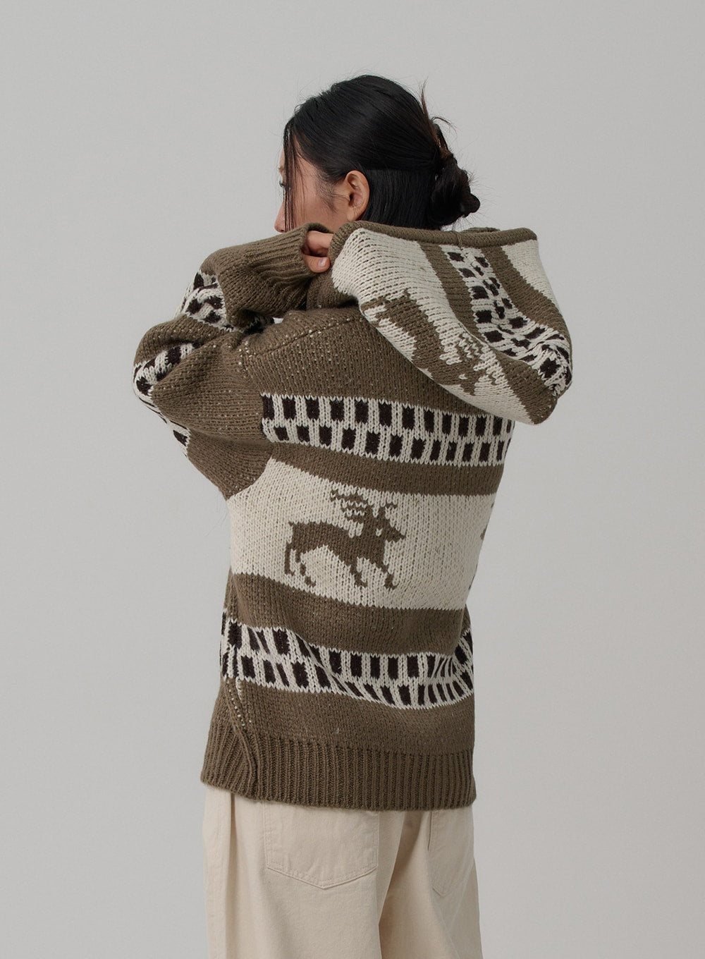 Oversize Hooded Zipper Knit CN03