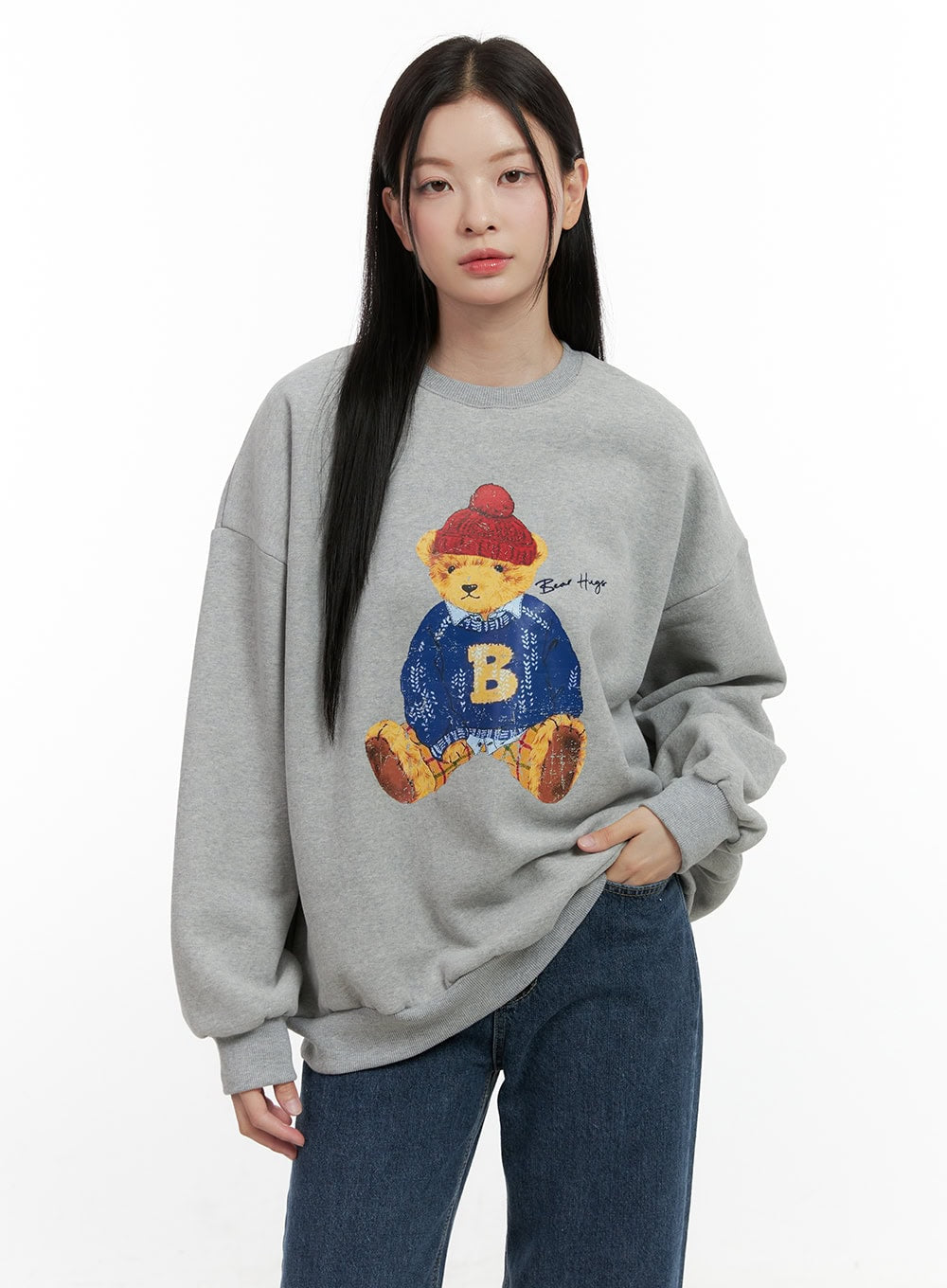 Bear Graphic Crewneck Sweatshirt ON408