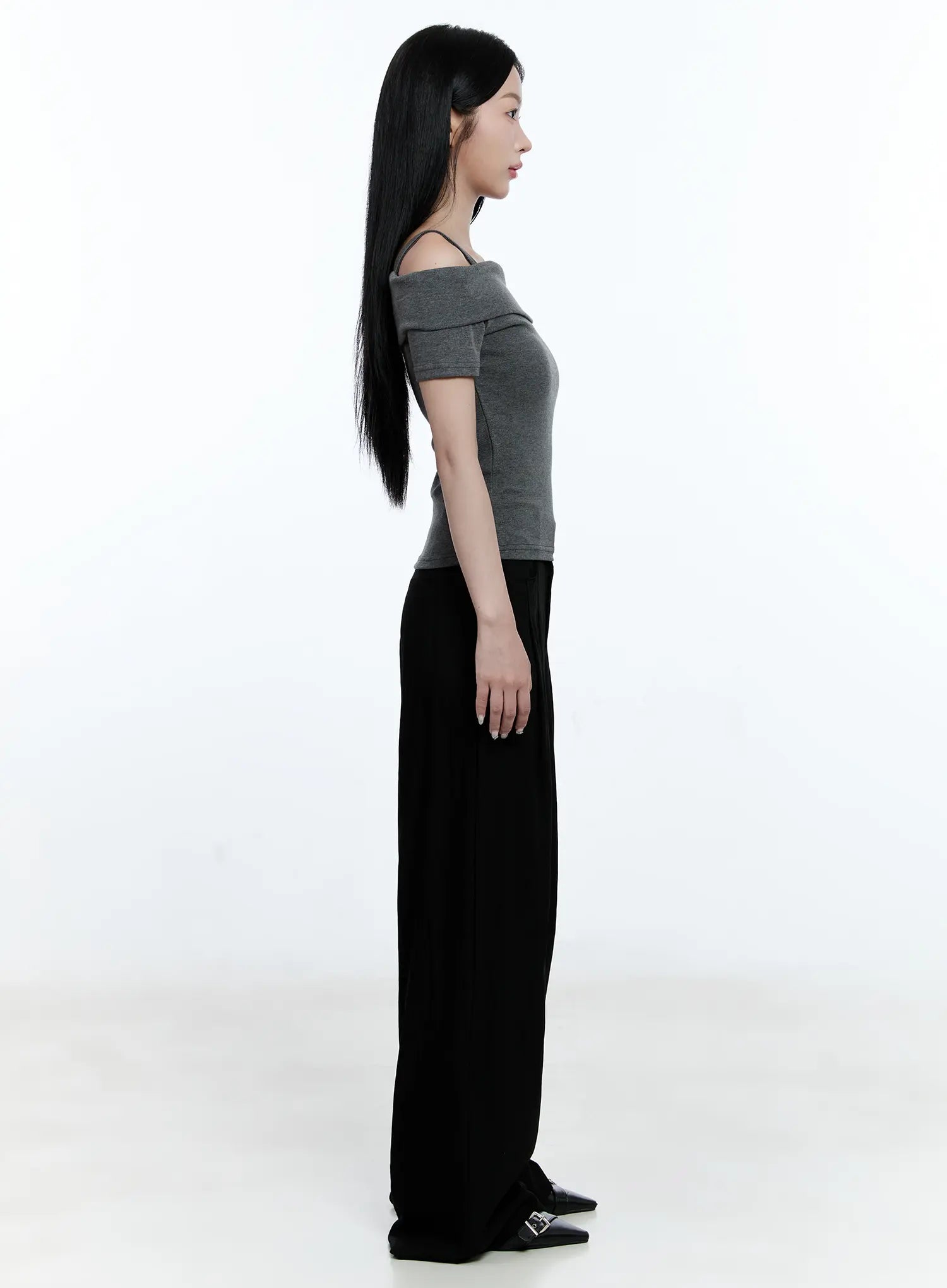 Pintuck Wide-Leg Slacks CG512