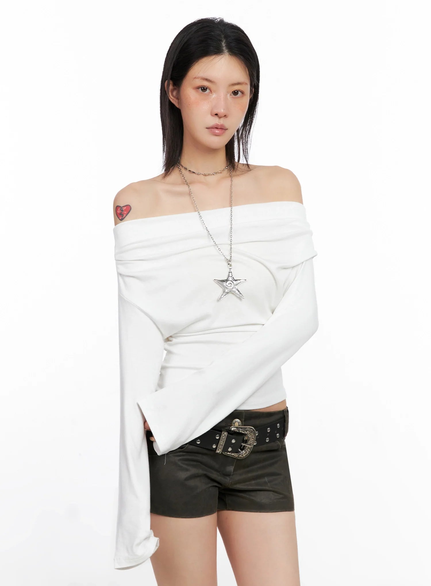 Draped Off Shoulder Top IS508