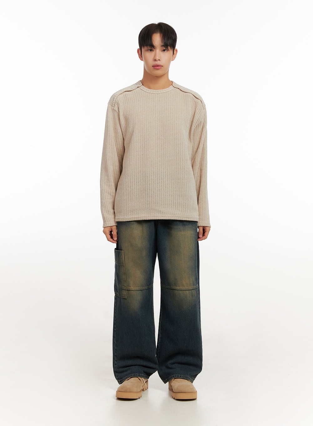 Men's Pocket Detail Wide-Leg Jeans ID406