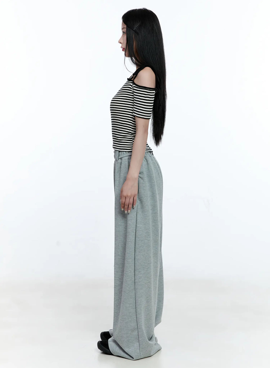 Striped Asymmetric Ribbon Tee CG507