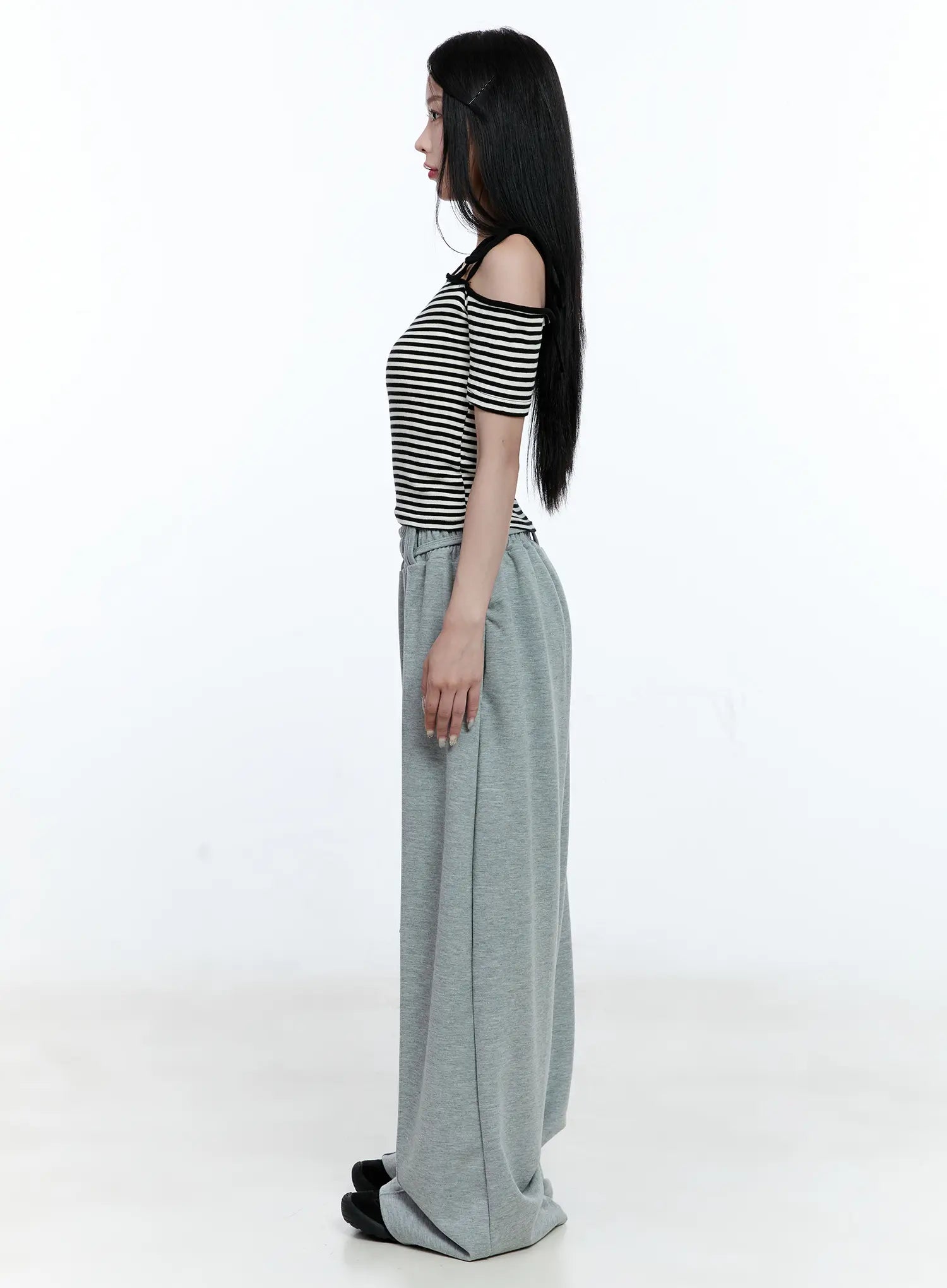 Striped Asymmetric Ribbon Tee CG507