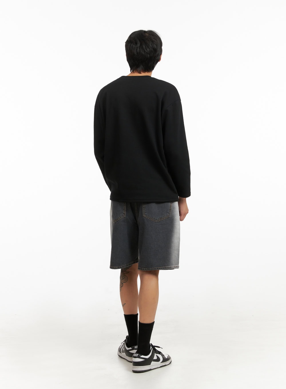 Men's Basic Oversized Long Sleeve Tee (Black) IY416