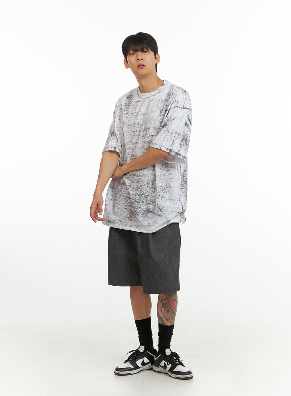 Men's Graphic Round Neck Oversized Top IU418