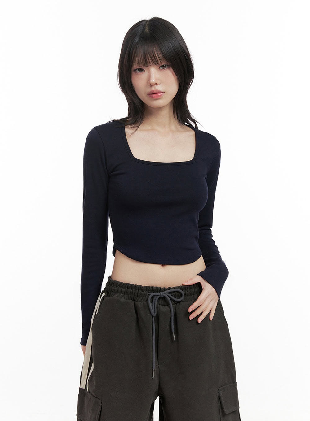 Square Neck Slim-Fit Crop Top ID402