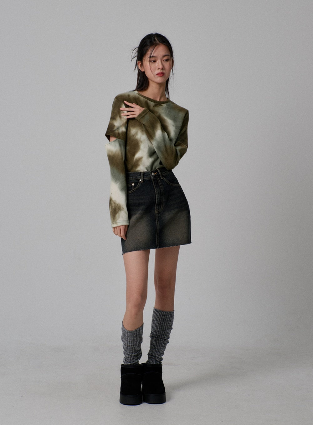 High Waist Denim Mini Skirt IJ310