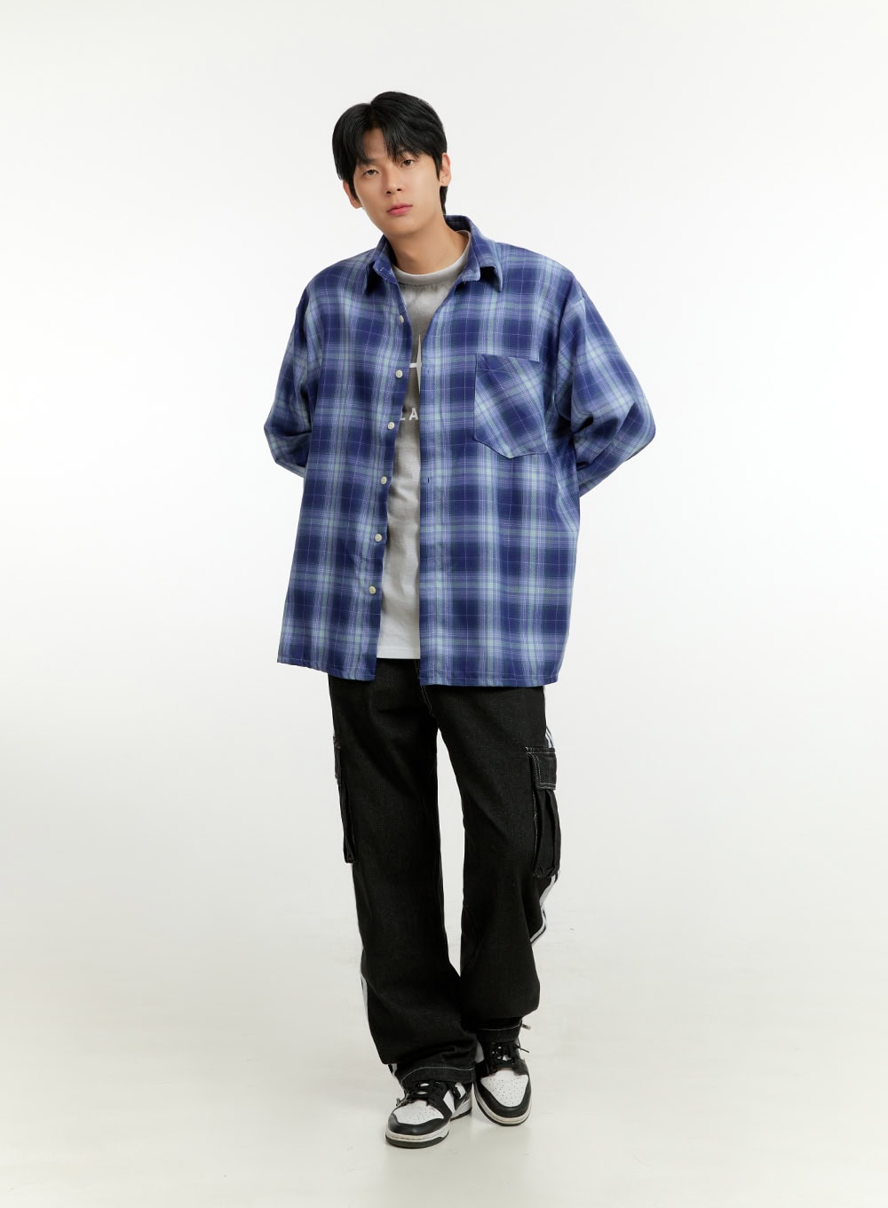Men's Checkered Buttoned Collar Shirt IL412