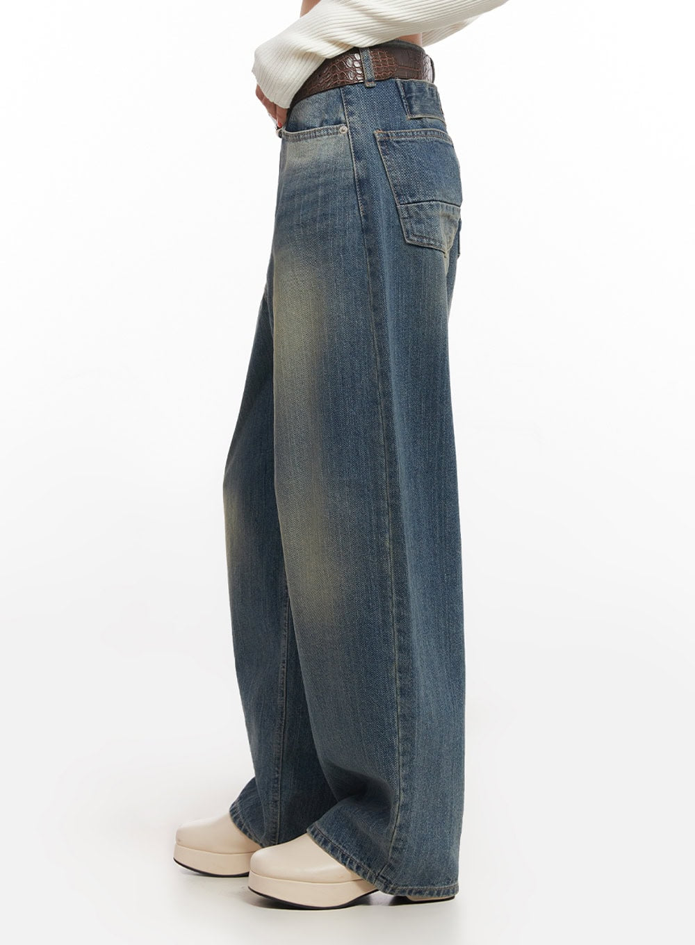Sharon Washed Wide-Fit Baggy Jeans IA507